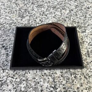 Black Y2k Western Floral Cyber Leather Belt Brand New